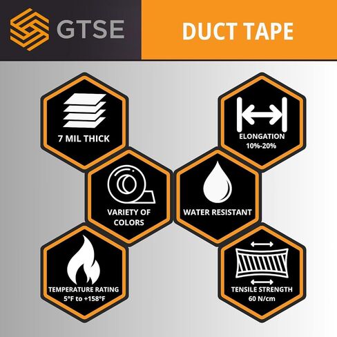 GTSE Black Duct Tape, Wide Roll, 3 inches x 55 Yards (164 ft), Heavy-Duty, Waterproof, 1 Roll Pack in Saudi Arabia