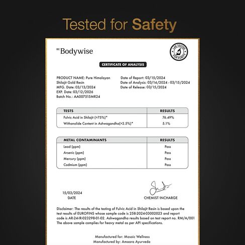 Be Bodywise Pure Himalayan Shilajit Gummies Gold I Lab Tested I No Added Sugar I Ashwagandha, Gokshura| Fulvic Acid & 85+ Trace Minerals I for Men, Women I Non-GMO I 100% Natural & Organic I 60 Gummy in Saudi Arabia