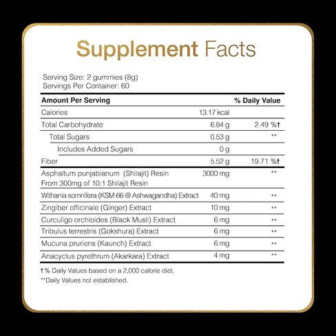 Be Bodywise Pure Himalayan Shilajit Gummies Gold I Lab Tested I No Added Sugar I Ashwagandha, Gokshura| Fulvic Acid & 85+ Trace Minerals I for Men, Women I Non-GMO I 100% Natural & Organic I 60 Gummy in Saudi Arabia