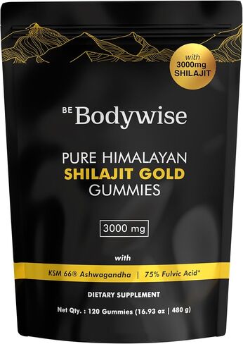 Be Bodywise Pure Himalayan Shilajit Gummies Gold I Lab Tested I No Added Sugar I Ashwagandha, Gokshura| Fulvic Acid & 85+ Trace Minerals I for Men, Women I Non-GMO I 100% Natural & Organic I 60 Gummy in Saudi Arabia