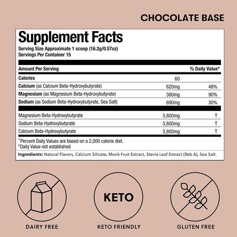 Perfect Keto Exogenous Ketones Powder, BHB Salts for Ketosis & Fasting Support, Electrolytes for Hydration, Caffeine Free Energy, Chocolate, 8.57 oz in Kuwait