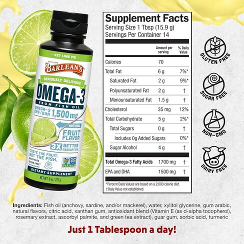 مانجو المانجو الخوخ أوميغا 3 ملحق سائل زيت السمك مع فيتامين د ، 1080 ملغ من حمض الدهون والدهون ، من النكهة النكهة والبوربلس للدماغ ، المفصل ، وصحة القلب ، 16 أوقية in Kuwait