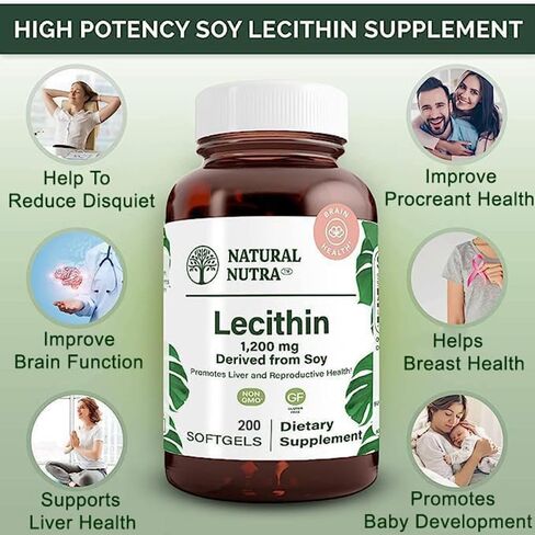 Natural Nutra Soy Lecithin 1200 mg المكمل الغذائي - وظيفة الدماغ ، صحة الكبد ، صحة الثدي Hepls ، مكملات تعزيز الذاكرة - خالية من الغلوتين ، خالية من BPA ، 100 ناعمة في زجاجات زجاجية قابلة لإعادة التدوير in Saudi Arabia
