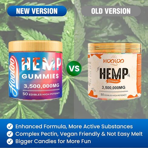 Hooloo Homp Gummies للبالغين ، 6 نكهات الفواكه لوقت النوم العميق ، والاسترخاء ، والفيتامينات المملوءة القنب ، وأوميغا 3 ، مصنوعة في الولايات المتحدة الأمريكية in Kuwait