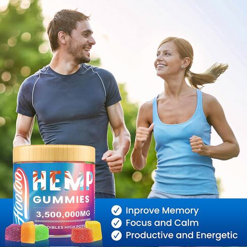 Hooloo Homp Gummies للبالغين ، 6 نكهات الفواكه لوقت النوم العميق ، والاسترخاء ، والفيتامينات المملوءة القنب ، وأوميغا 3 ، مصنوعة في الولايات المتحدة الأمريكية in Kuwait