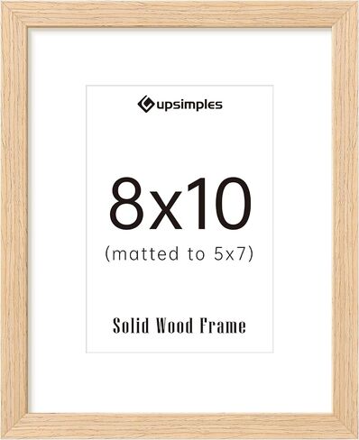 إطار الصورة 8x10 ، إطارات صور خشبية صلبة طبيعية ، عرض 5x7 مع حصيرة أو 8 × 10 بدون حصيرة ، جدار أو طاولة ، حزمة واحدة ، طبيعية in Kuwait