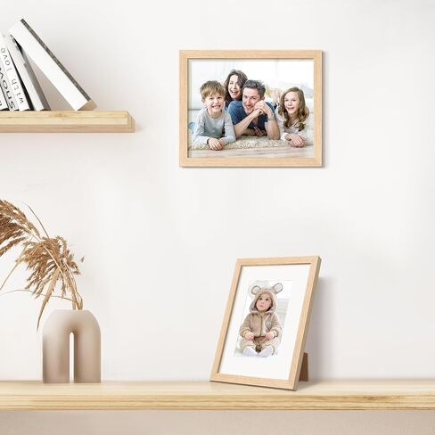 إطار الصورة 8x10 ، إطارات صور خشبية صلبة طبيعية ، عرض 5x7 مع حصيرة أو 8 × 10 بدون حصيرة ، جدار أو طاولة ، حزمة واحدة ، طبيعية in Kuwait