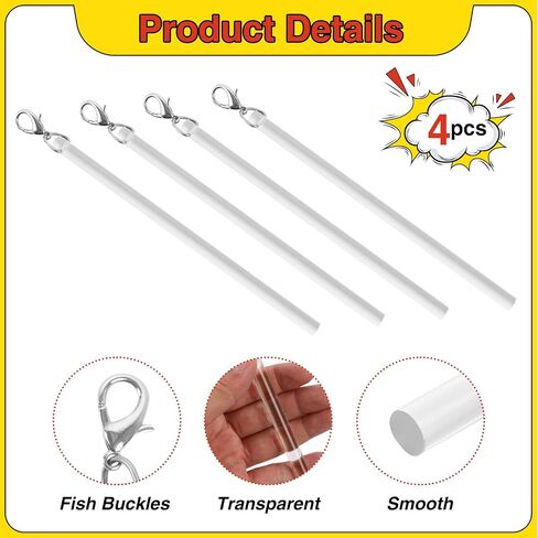 Curtain Pull Wand,30 Inches Acrylic Clear Curtain Rod with Hook Ideal for High Hanging Curtain Opening-Closing(Clear, 2pcs) in Kuwait