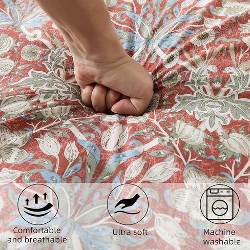 غطاء فوتون من القطن بنسبة 100 ٪ لمرتبة Futon Floor اليابانية مع سحاب Twin Full Queen Machine Super Super (زهرة منغم حمراء ، توأم) in Kuwait