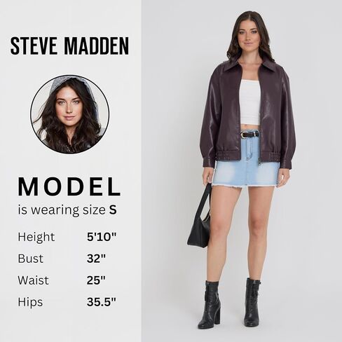 Steve Madden Leather Jacket Women - Women Leather Leather Eversize Stacks Women ، بالإضافة إلى سترات الدراجات النارية الحجم in Kuwait