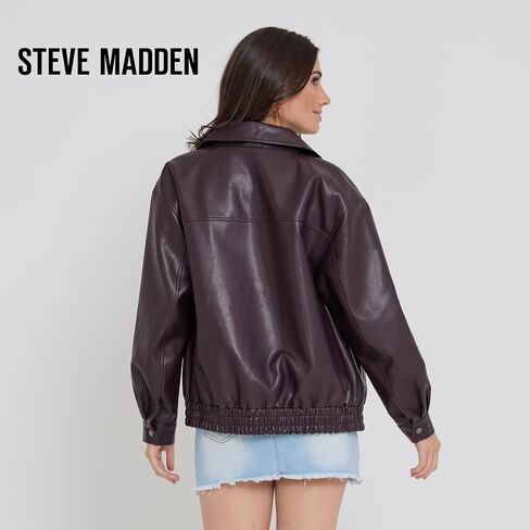 Steve Madden Leather Jacket Women - Women Leather Leather Eversize Stacks Women ، بالإضافة إلى سترات الدراجات النارية الحجم in Kuwait