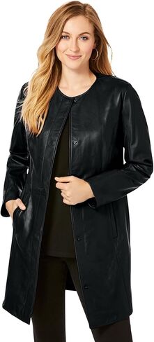 Jessica London Women's Plus Size Three Quarter Length Jacket Real Leather Oversized Long Coat in Saudi Arabia