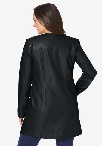 Jessica London Women's Plus Size Three Quarter Length Jacket Real Leather Oversized Long Coat in Saudi Arabia