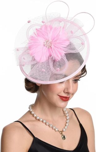 Fascinators Hat Tea Party Vintage Feather Fascinator مع عقال ومقطع للفتيات والنساء in Kuwait