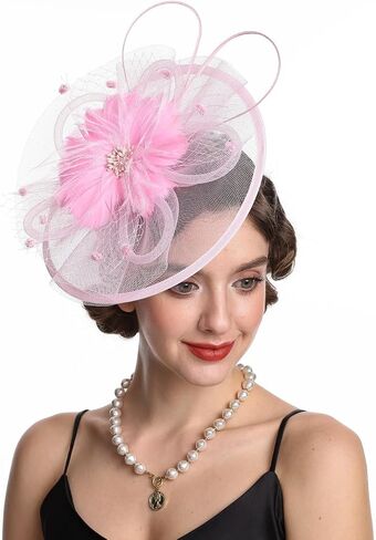 Fascinators Hat Tea Party Vintage Feather Fascinator مع عقال ومقطع للفتيات والنساء in Kuwait