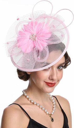 Fascinators Hat Tea Party Vintage Feather Fascinator مع عقال ومقطع للفتيات والنساء in Kuwait