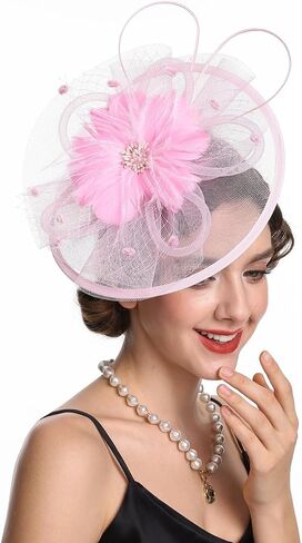 Fascinators Hat Tea Party Vintage Feather Fascinator مع عقال ومقطع للفتيات والنساء in Kuwait