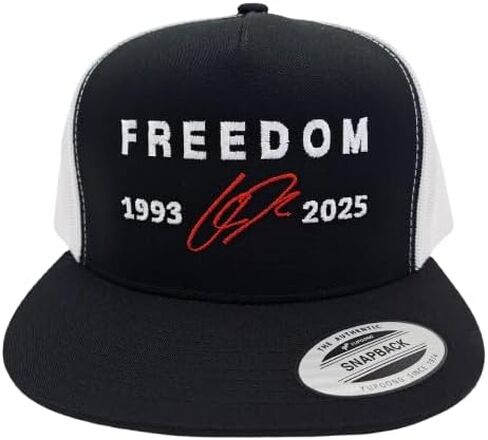 Freedom Charlie Kirk Remembrance Flat Bill Bill Trucker Mesh Snapback Cap Hat Griding Hat Direct Directed Black in Saudi Arabia