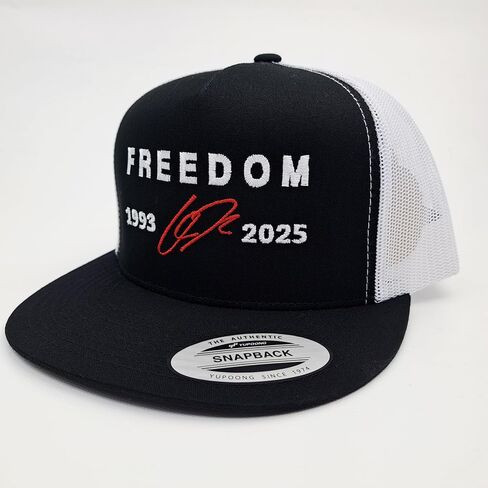 Freedom Charlie Kirk Remembrance Flat Bill Bill Trucker Mesh Snapback Cap Hat Griding Hat Direct Directed Black in Saudi Arabia