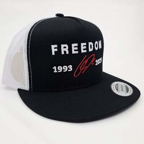 Freedom Charlie Kirk Remembrance Flat Bill Bill Trucker Mesh Snapback Cap Hat Griding Hat Direct Directed Black in Saudi Arabia