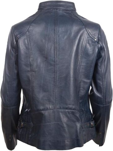 Women's Super Soft Real Leather Band Collar Biker Jacket (OBFQ) in Saudi Arabia