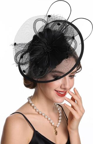 Fascinators Hat Tea Party Vintage Feather Fascinator مع عقال ومقطع للفتيات والنساء in Saudi Arabia