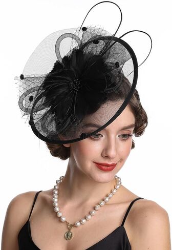 Fascinators Hat Tea Party Vintage Feather Fascinator مع عقال ومقطع للفتيات والنساء in Saudi Arabia