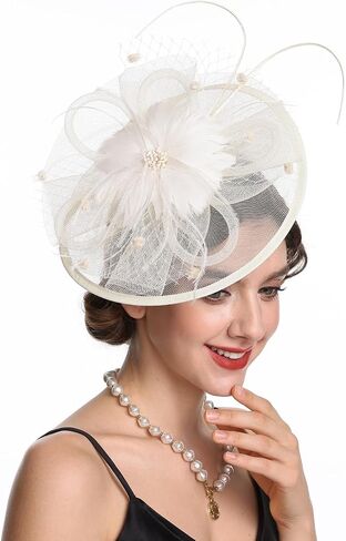 Fascinators Hat Tea Party Vintage Feather Fascinator مع عقال ومقطع للفتيات والنساء in Kuwait