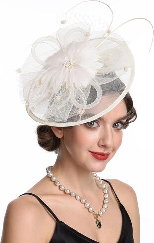 Fascinators Hat Tea Party Vintage Feather Fascinator مع عقال ومقطع للفتيات والنساء in Kuwait