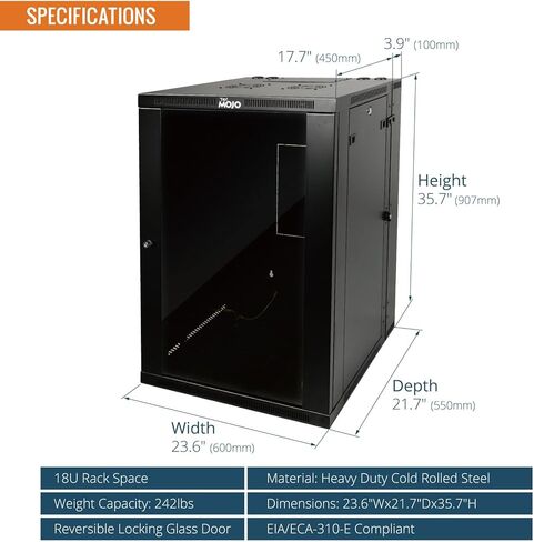 Fully Welded Server Cabinet, 12U Wall Mount Rack, 17.7inch Depth Network Rack, Mesh Door, Swing Out, Load Bearing 242lbs (110 kg), Network Cabinet for 19in Computer/AV/Data/IT Equipment in Kuwait