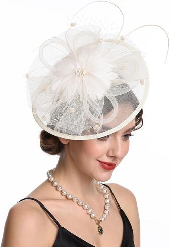Fascinators Hat Tea Party Vintage Feather Fascinator مع عقال ومقطع للفتيات والنساء in Kuwait