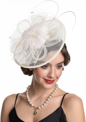 Fascinators Hat Tea Party Vintage Feather Fascinator مع عقال ومقطع للفتيات والنساء in Kuwait