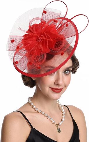 Fascinators Hat Tea Party Vintage Feather Fascinator مع عقال ومقطع للفتيات والنساء in Kuwait