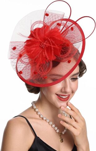 Fascinators Hat Tea Party Vintage Feather Fascinator مع عقال ومقطع للفتيات والنساء in Kuwait