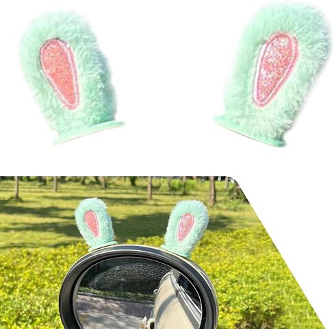 1 Set Car Rearview Mirror Small Ears, Multifunctional Cute Plush Bunny Ears Decoration, Broad Compatibility Rabbit Ears Ornament for Dashboard Helmet Rearview Mirror and More (White) in Saudi Arabia