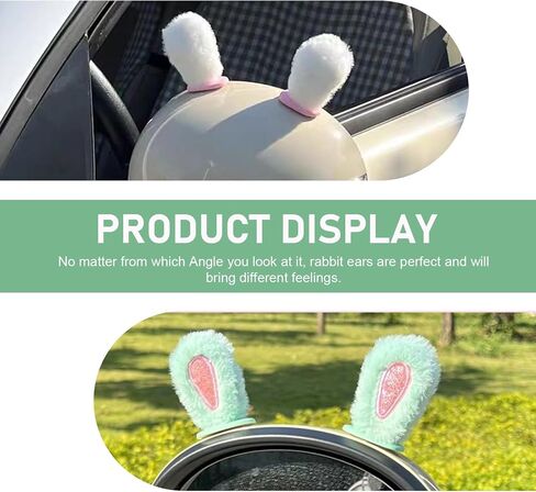 1 Set Car Rearview Mirror Small Ears, Multifunctional Cute Plush Bunny Ears Decoration, Broad Compatibility Rabbit Ears Ornament for Dashboard Helmet Rearview Mirror and More (White) in Saudi Arabia