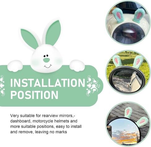 1 Set Car Rearview Mirror Small Ears, Multifunctional Cute Plush Bunny Ears Decoration, Broad Compatibility Rabbit Ears Ornament for Dashboard Helmet Rearview Mirror and More (White) in Saudi Arabia