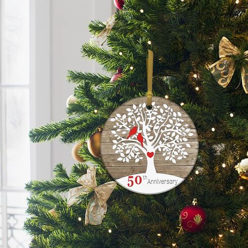 REWIDPARTY 1st Wedding Anniversary Ceramic Ornament Gifts Married Gifts Decoration for Couples 1 Year as Mr & Mrs Anniversary Keepsake 3" Heart Ceramic Ornament with Gold Ribbon & Gift Box in Kuwait