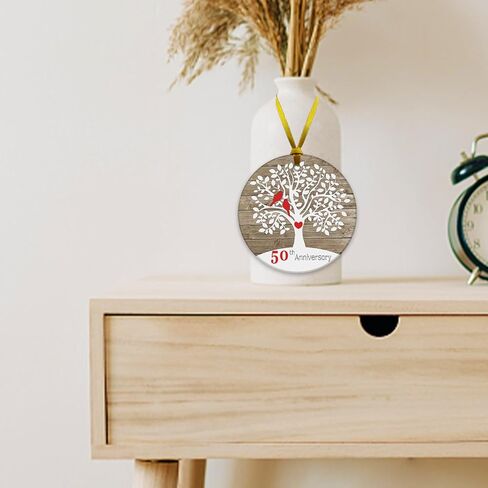 REWIDPARTY 1st Wedding Anniversary Ceramic Ornament Gifts Married Gifts Decoration for Couples 1 Year as Mr & Mrs Anniversary Keepsake 3" Heart Ceramic Ornament with Gold Ribbon & Gift Box in Kuwait