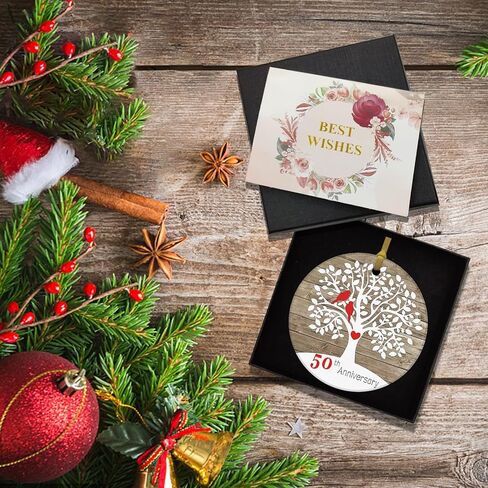 REWIDPARTY 1st Wedding Anniversary Ceramic Ornament Gifts Married Gifts Decoration for Couples 1 Year as Mr & Mrs Anniversary Keepsake 3" Heart Ceramic Ornament with Gold Ribbon & Gift Box in Kuwait