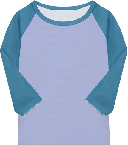 Shirts for Girls 3/4 Sleeve Crew Neck Graphic Blouses Athletic Elbow Sleeve Tops Summer Curved Hem Kids Clothes in Saudi Arabia