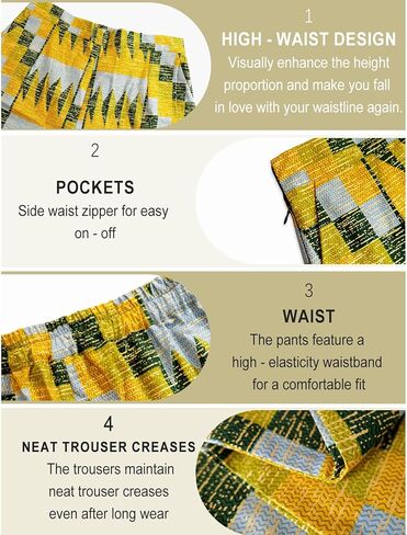 SEA&ALP African Print Pants for Women Plus Size Wide Leg Ankara Trousers Loose Kente Dashiki Pants Baggy Clothes Attire in Kuwait