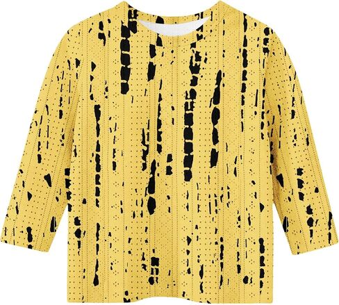 Cute Tops for Teen Girls Flowy 3/4 Sleeve Round Neck Graphic Blouses Oversized Tops Summer Kids Clothes in Saudi Arabia