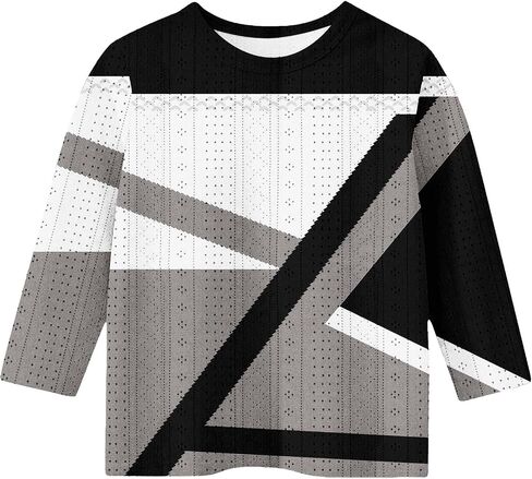 Cute Tops for Teen Girls Flowy 3/4 Sleeve Round Neck Graphic Blouses Oversized Tops Summer Kids Clothes in Saudi Arabia