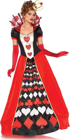 Leg Avenue Womens 2 PC Deluxe Queen of Hearts with Card Suit Ball Down ، Crown Crown Adult Size in Saudi Arabia