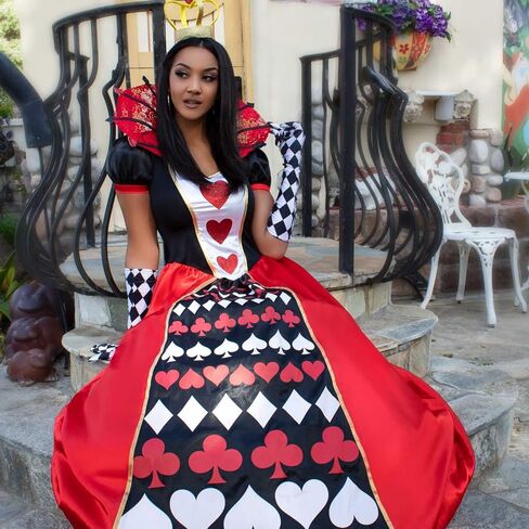 Leg Avenue Womens 2 PC Deluxe Queen of Hearts with Card Suit Ball Down ، Crown Crown Adult Size in Saudi Arabia