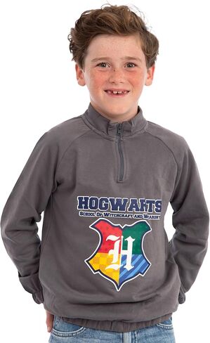 Harry Potter Sweater With Zip, Hogwarts Kids Jumper, Boys Sweater With Quarter Zip, Cotton Boys Clothes in Saudi Arabia