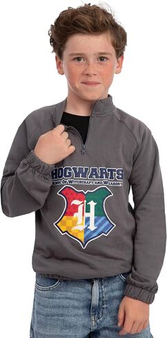 Harry Potter Sweater With Zip, Hogwarts Kids Jumper, Boys Sweater With Quarter Zip, Cotton Boys Clothes in Saudi Arabia