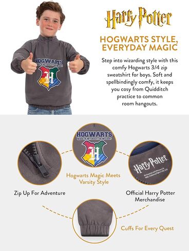 Harry Potter Sweater With Zip, Hogwarts Kids Jumper, Boys Sweater With Quarter Zip, Cotton Boys Clothes in Saudi Arabia