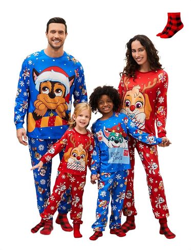 عائلة باو باترول مطابقة بيجامات عيد الميلاد للعطلات الأم و ME CARON PRINT PJS مريحة للأطفال والكبار in Saudi Arabia